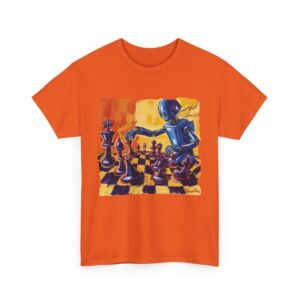 "Blue Robot Playing Chess" - Unisex tričko z těžké bavlny s potiskem