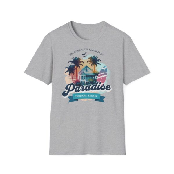 Plážové tričko s potiskem "Discover Your Beach Bliss - Paradise" Unisex Softstyle