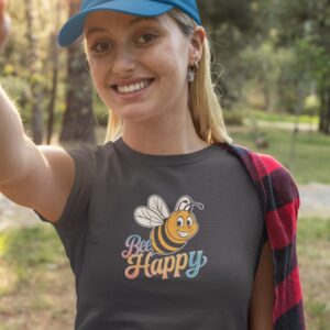 Dámské tričko s potiskem "Bee Happy" – štěstí bzučí ve vzduchu!