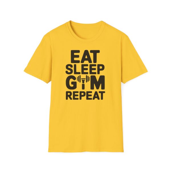 Tričko s potiskem "Eat Sleep Gym Repeat" – pro ty, co žijí fitness životem!