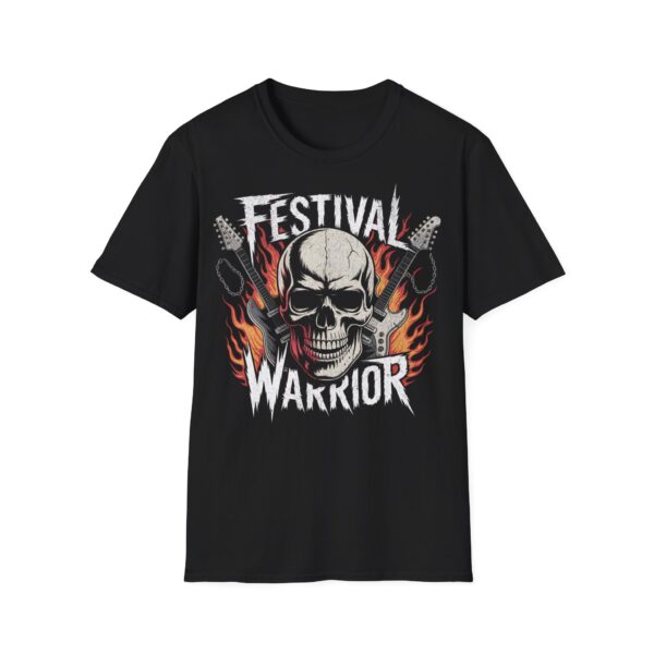 Tričko s potiskem "Festival Warrior" – Ohnivá lebka, řev kytar a festival v žilách!