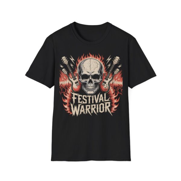 Tričko s potiskem "Festival Warrior" – Lebka, kytary a pořádná dávka rockové energie!